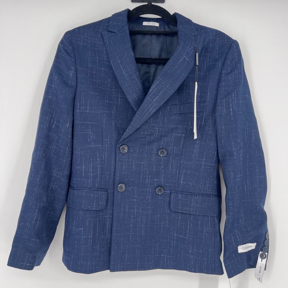 Calvin Klein Boys Slim fit Suit Separate Jacket 419 Batik Blue Size 12 Regular